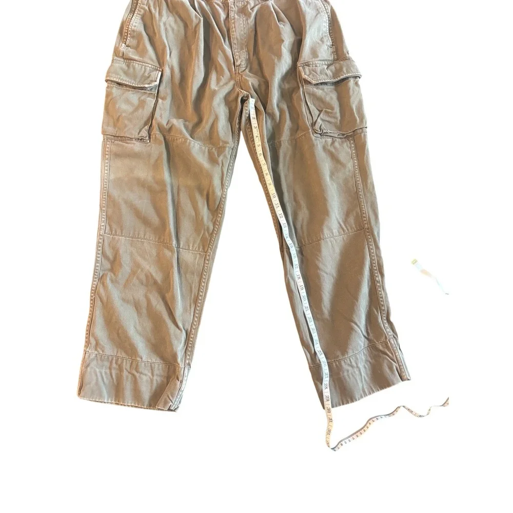 Eddie Bauer Mens Pleated Cargo Pants 38x34 Green Khaki Utility Outdoor Trousers